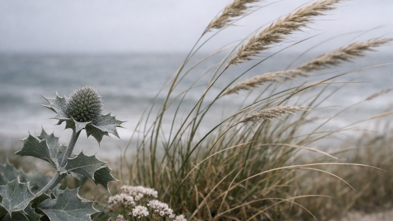 Dünengras und stilles Meer